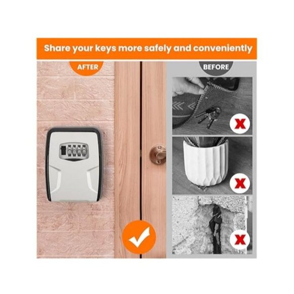 Fayleeko Wall-Mounted Key Lock Box 5 Key Capacity  Waterproof w Protective Cover - Picture 4 of 8
